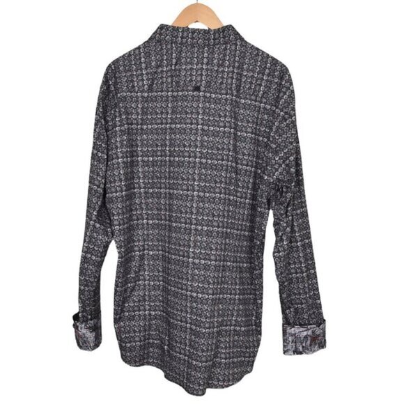 7 Downie Street Dress Shirt Button Up Long Sleeve Black Gray Size XXL - Picture 6 of 11